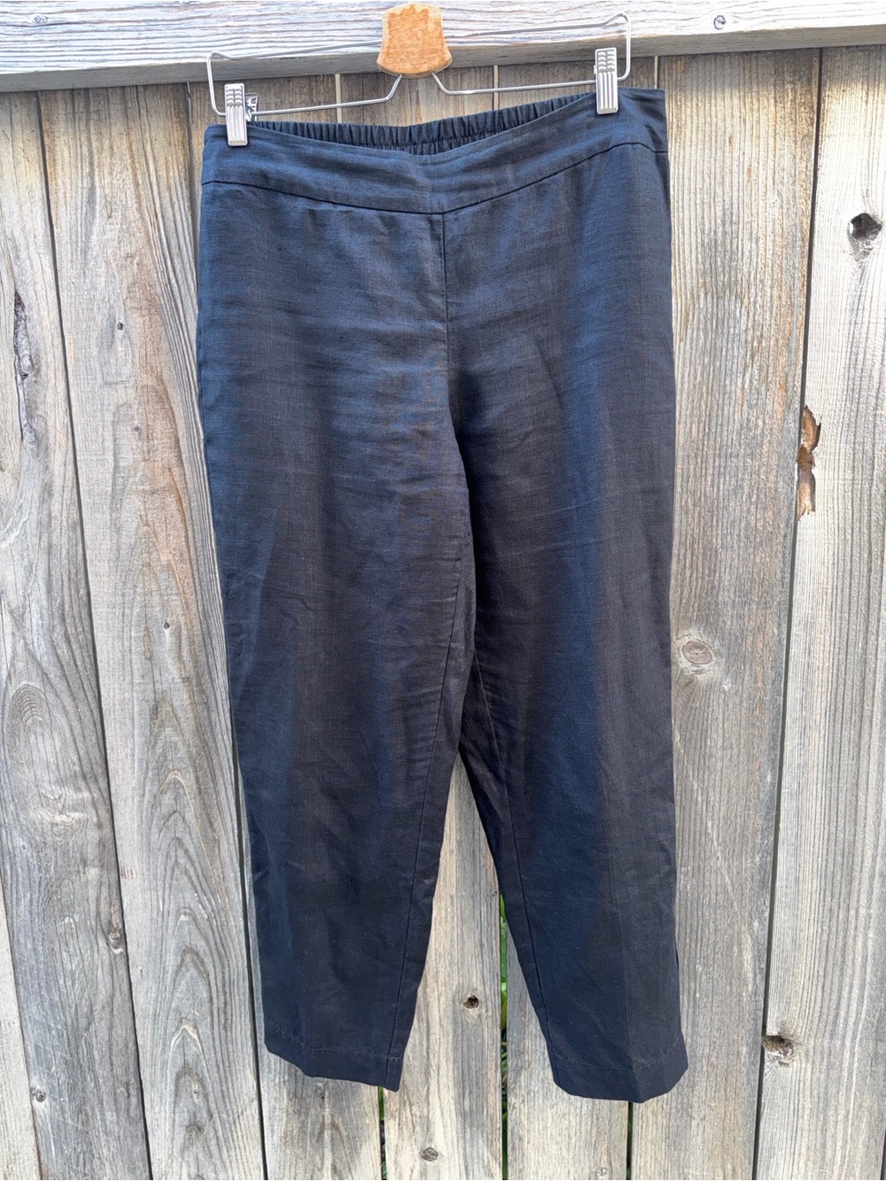 Eileen Fisher Organic Linen Straight Pant Black Size Small